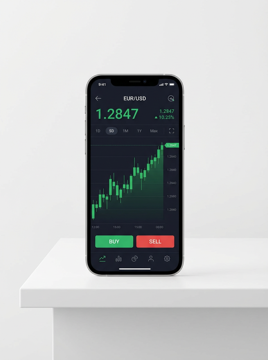 Quotex 모바일 앱 EUR/USD 거래 화면